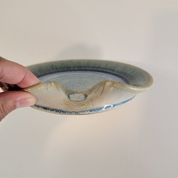 Beautiful Blanket Creek Pottery Spoon Rest Blue Green Glaze 6.5" diam - Picture 3 of 5